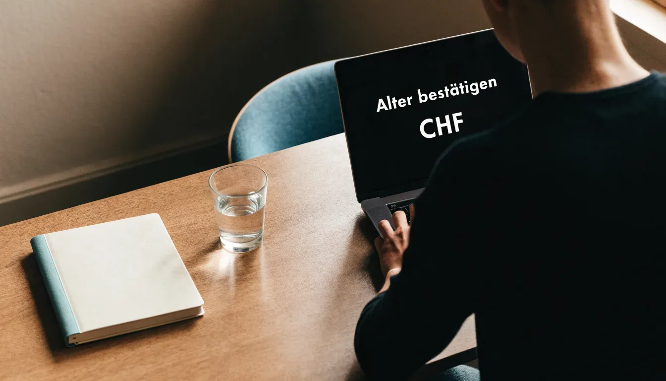 Eine Parkallee mit Kastanienbäumen und einer leeren Bank, Herbstlaub bedeckt den Kiesweg.